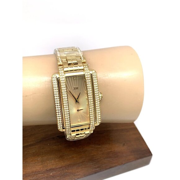 JBW Women's Watch J6358B Mink Swiss Quartz Gold Dial Rectangle Crystals Steel - Picture 11 of 14